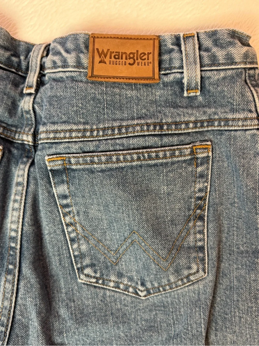 Wrangler Light Blue Denim Jeans with‎ Navy Plaid Cuff